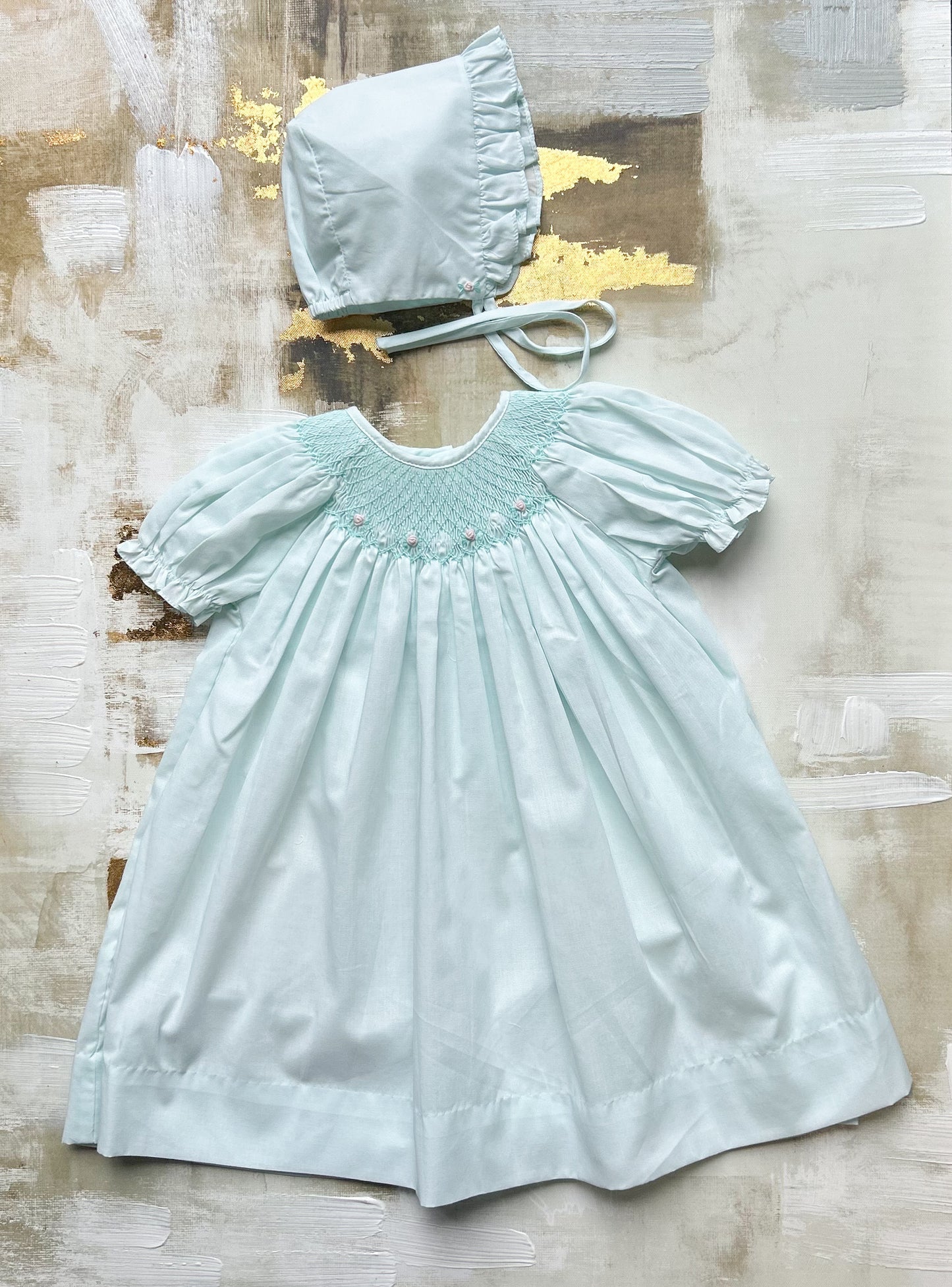 Smocked Dress and Bonnet Set