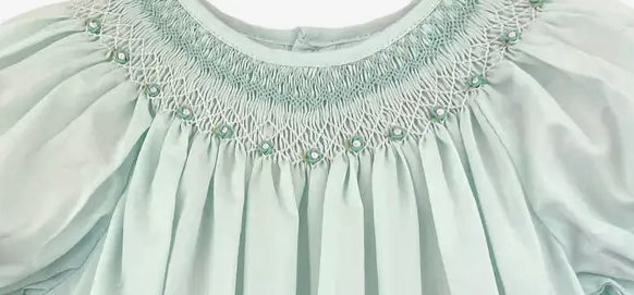Petit Ami & Zubles Mint Smocked Heirloom Dress