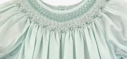Petit Ami & Zubles Mint Smocked Heirloom Dress