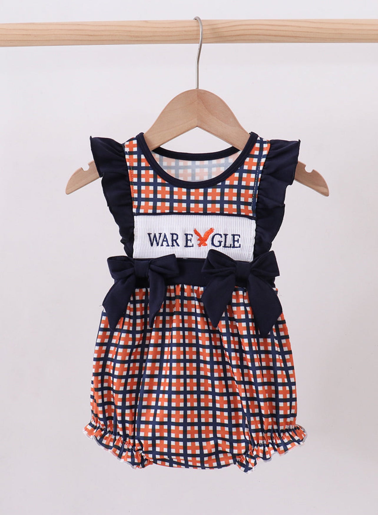 Auburn War Eagle Smocked Ruffle Bubble