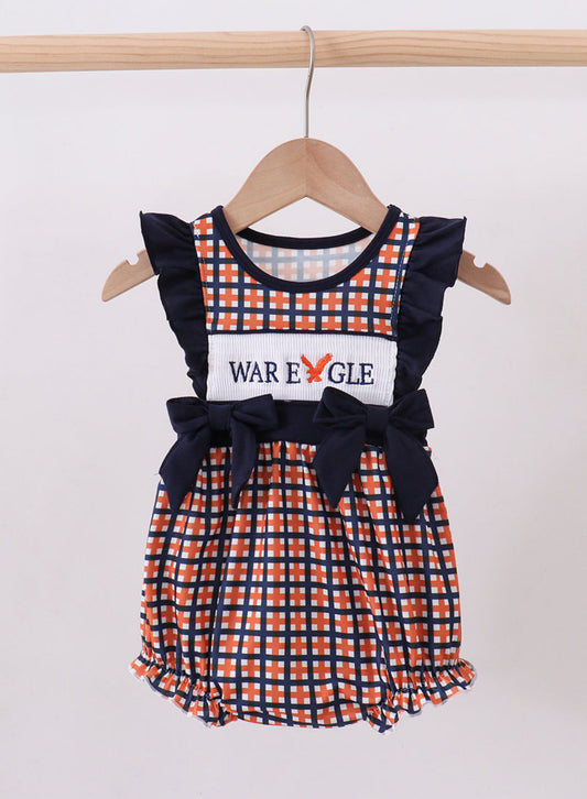 Auburn War Eagle Smocked Ruffle Bubble
