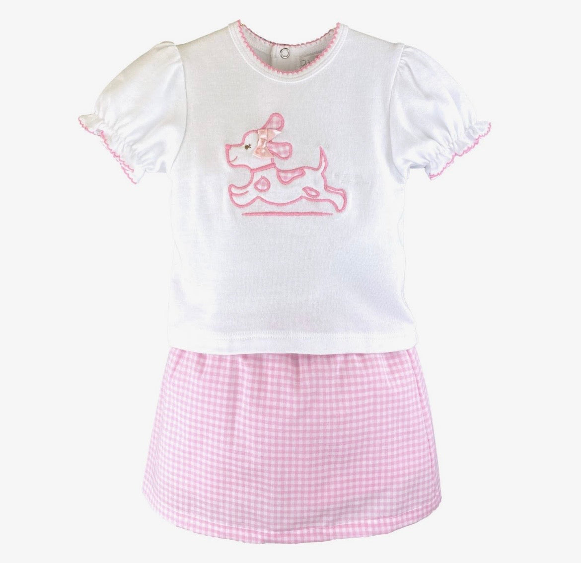 Petit Ami Shirt & Skort Set with Dog Appliqué