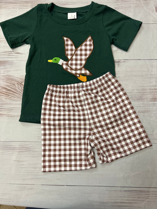 Hunter Green Flying Mallard 2-pc short set