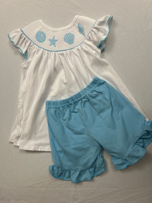 Girls Seashell Shirt + Short Set