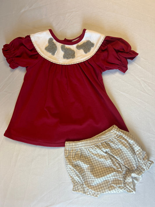 Girls French Knot Bama Shirt + Bloomer Set