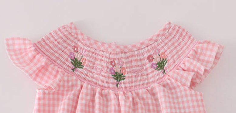 Abby & Evie Pink Smocked Floral Dress