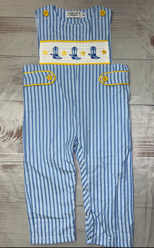 Rylee Faith Design Blue Cowboy Boot Long-all outfit