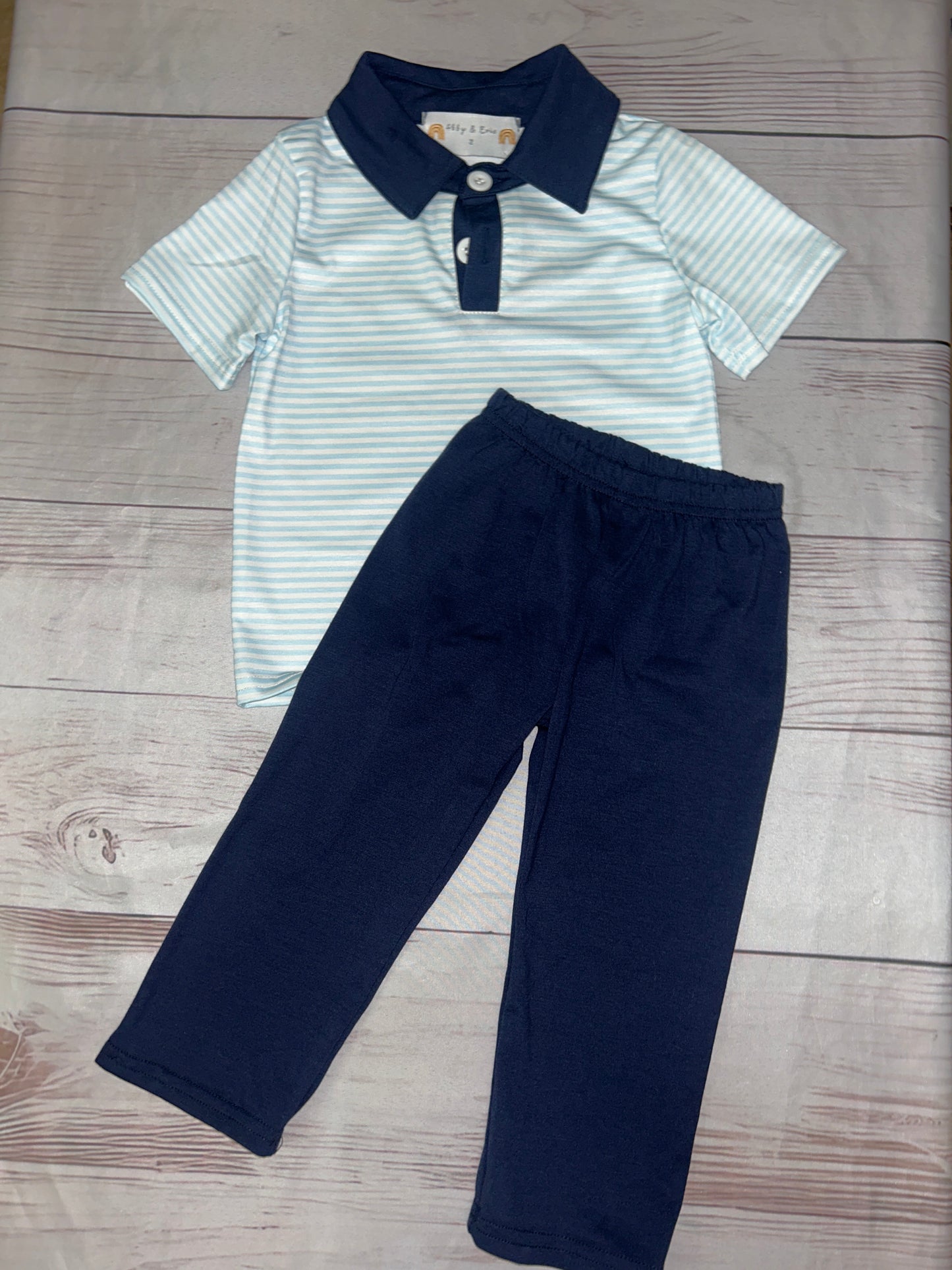 Abby & Evie Boys 2piece Striped Shirt and Pant set
