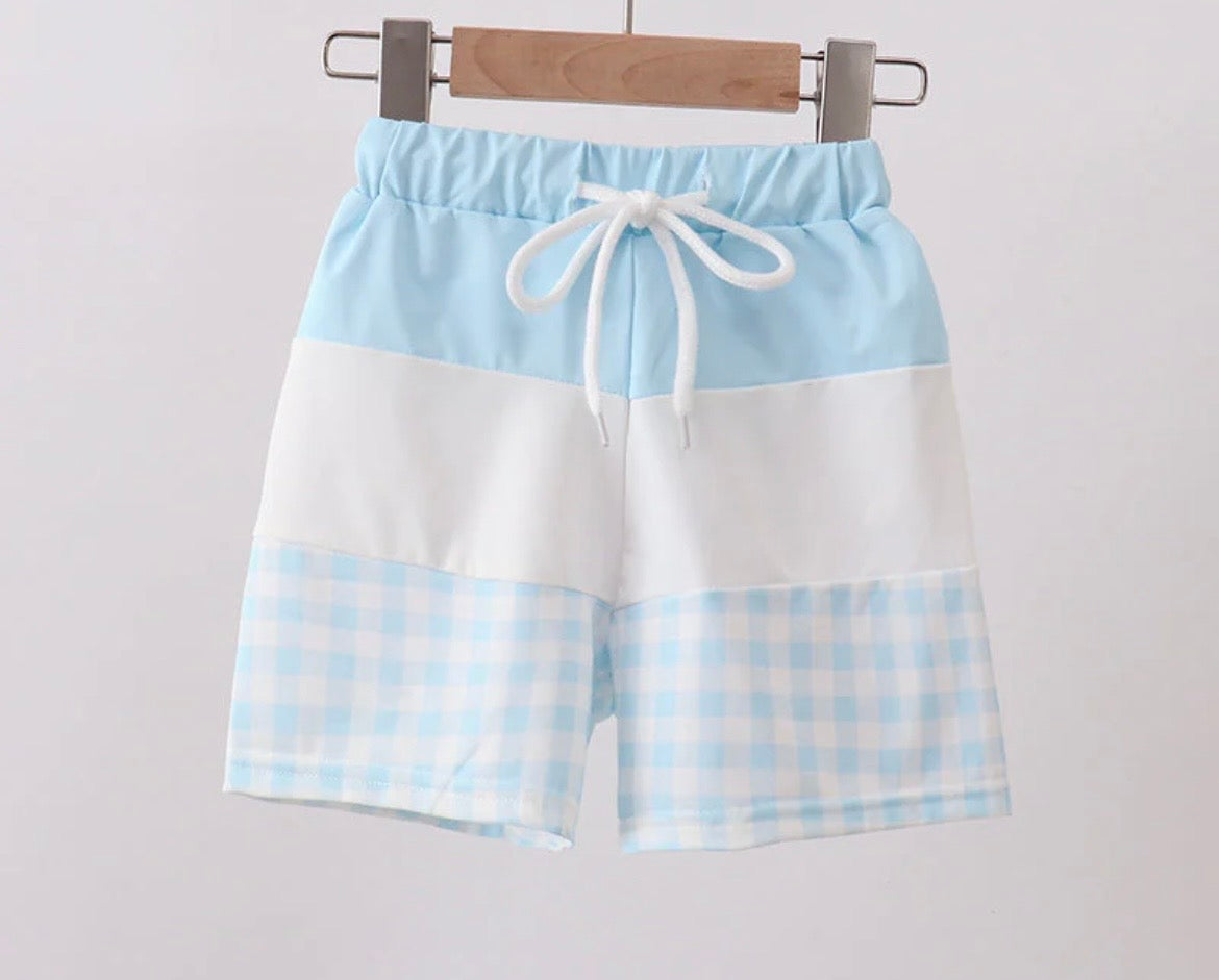 Abby & Evie Blue Plaid Swim Trunks
