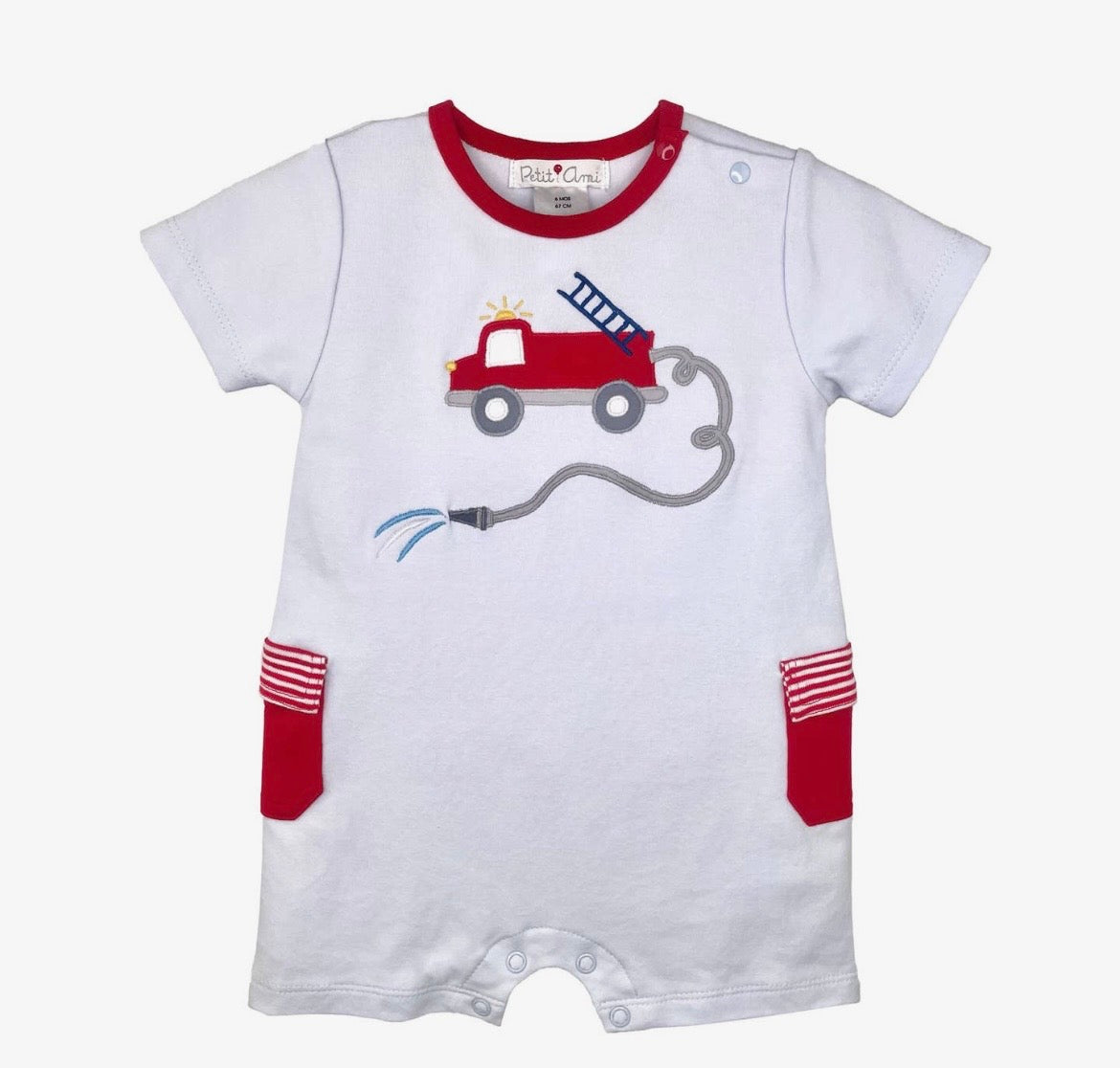 Petit Ami Firetruck Knit Romper
