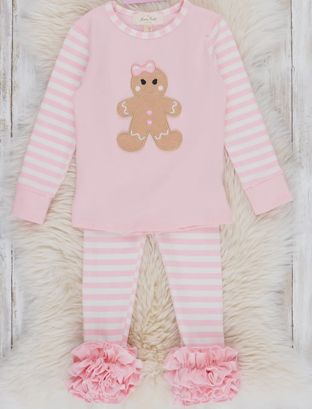 Marie Nicole Girls Gingerbread Ruffle 2-piece outfit
