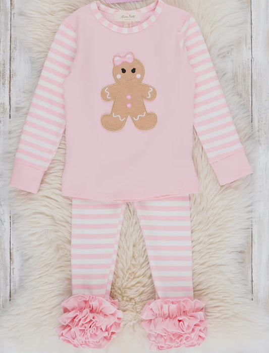 Marie Nicole Girls Gingerbread Ruffle 2-piece outfit