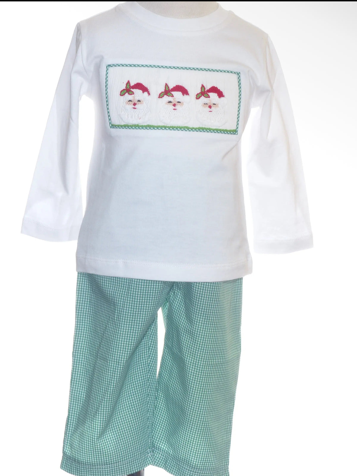 Mom & Me Boys 2pc Santa Smocked Pant Set