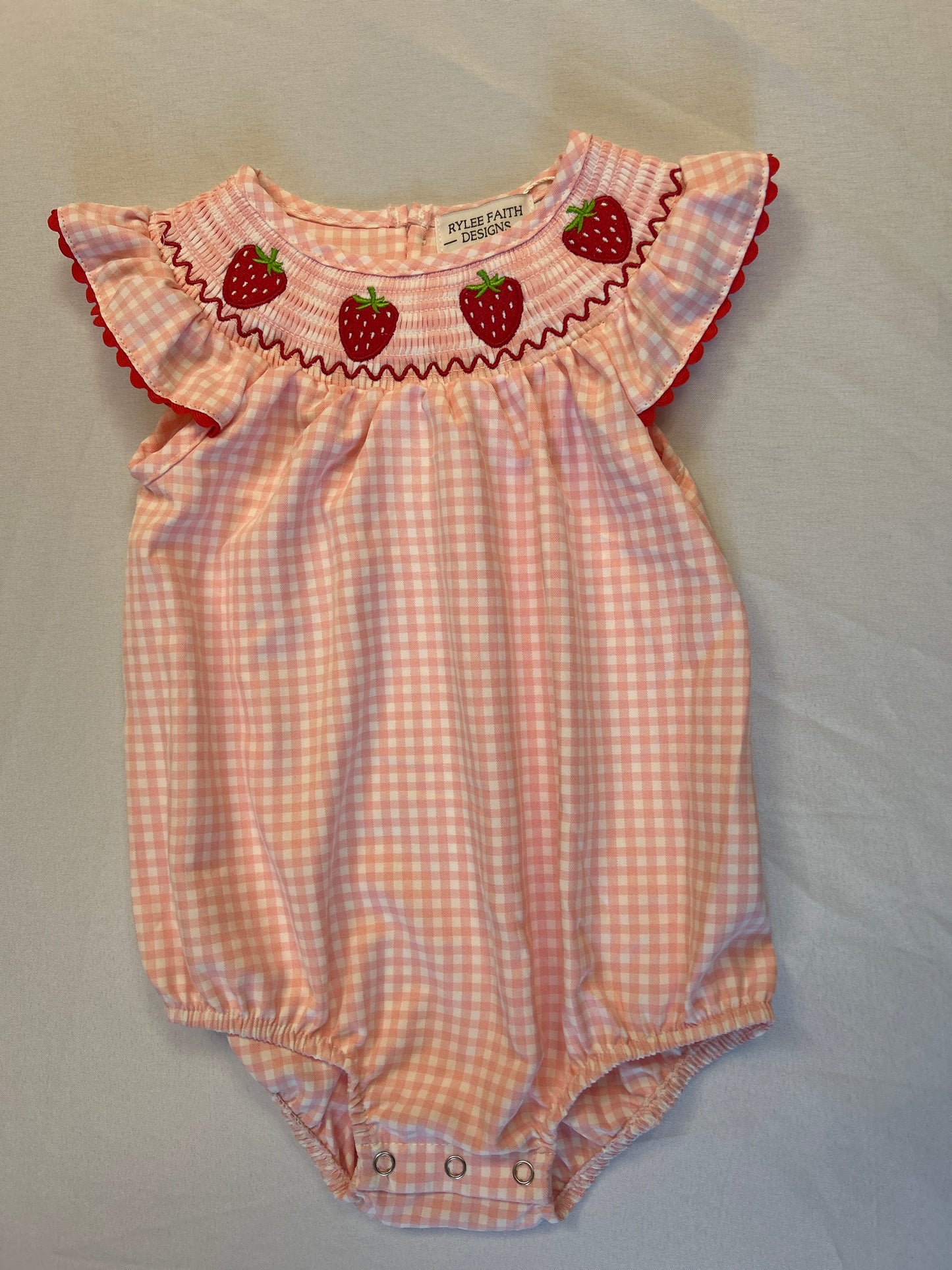 Girls Strawberry Gingham Bubble