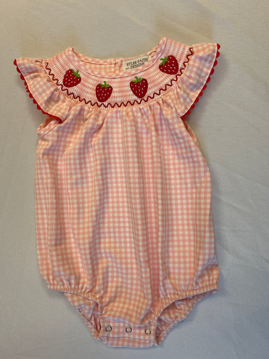 Girls Strawberry Gingham Bubble