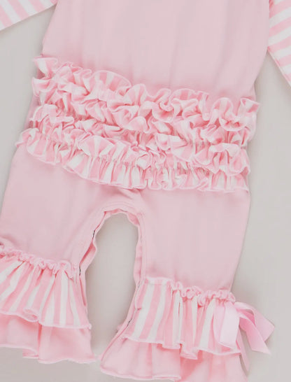 Marie Nicole Pink Gingerbread Ruffle Romper
