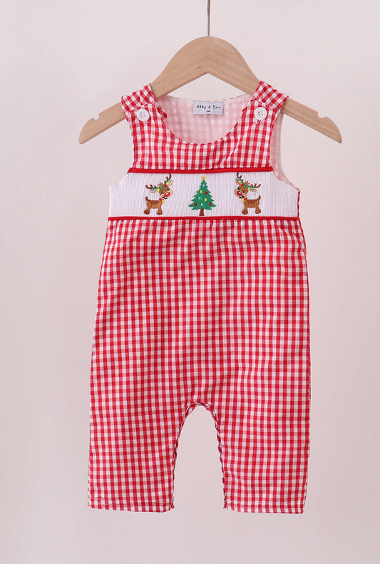 Abby & Evie Christmas Tree Reindeer Smocked Jon Jon