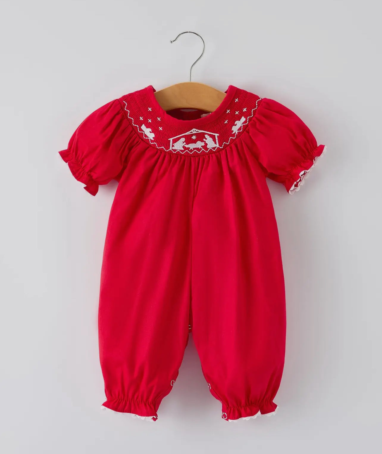 Rylee Faith Designs Red Nativity Romper