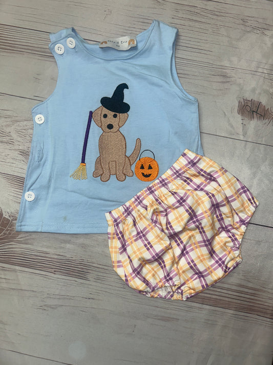 Abby & Evie Puppy Witch diaper set