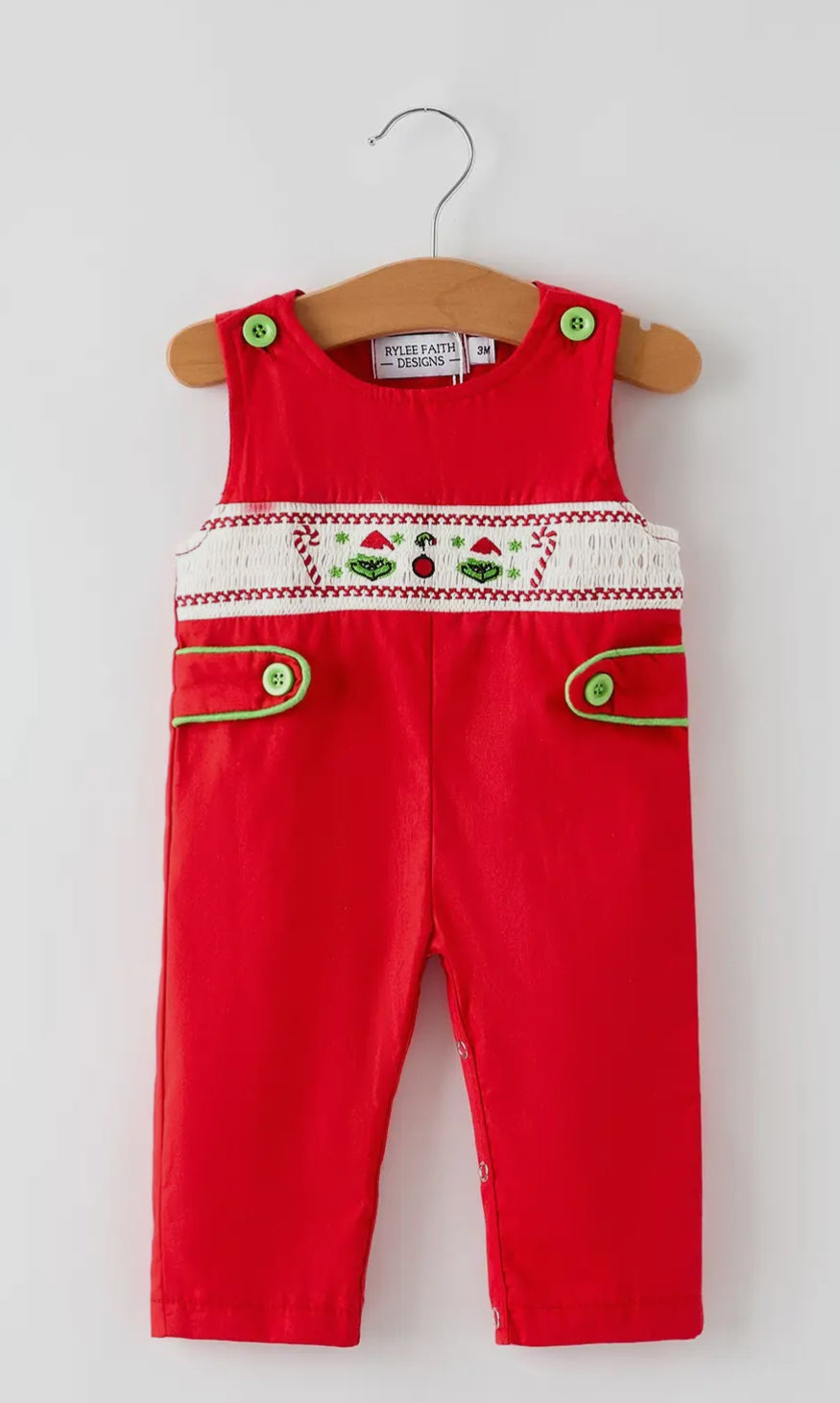 Rylee Faith Design Boys Grinch Smocked Ling-all