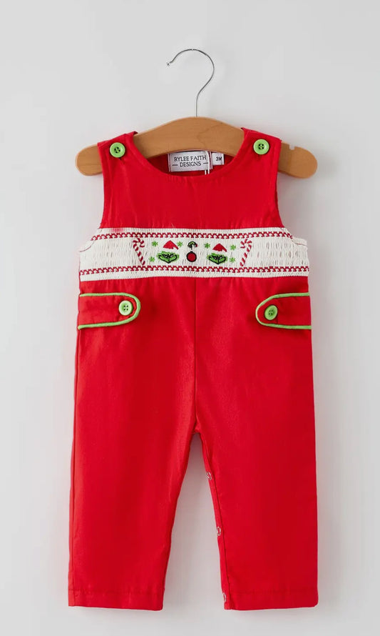 Rylee Faith Design Boys Grinch Smocked Ling-all