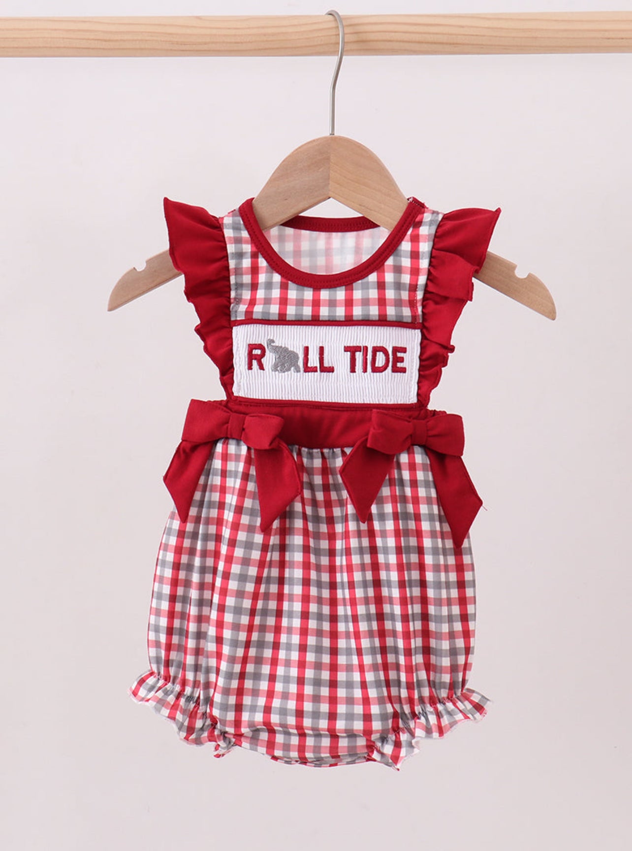 Roll Tide Smocked Ruffle Bow Bubble