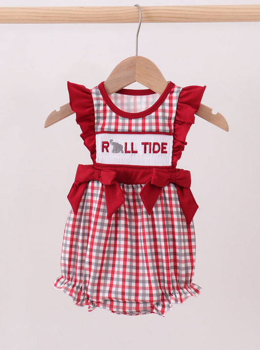 Roll Tide Smocked Ruffle Bow Bubble