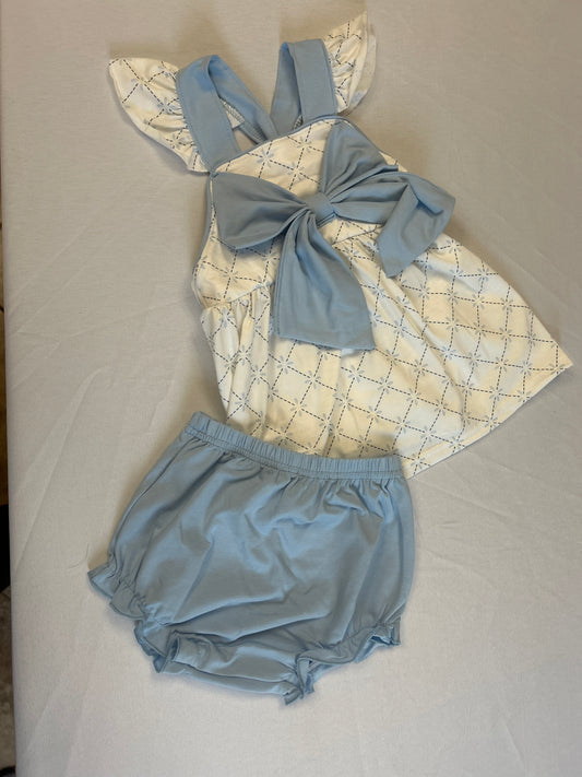 Girls Lattice Shirt + Bloomer Set