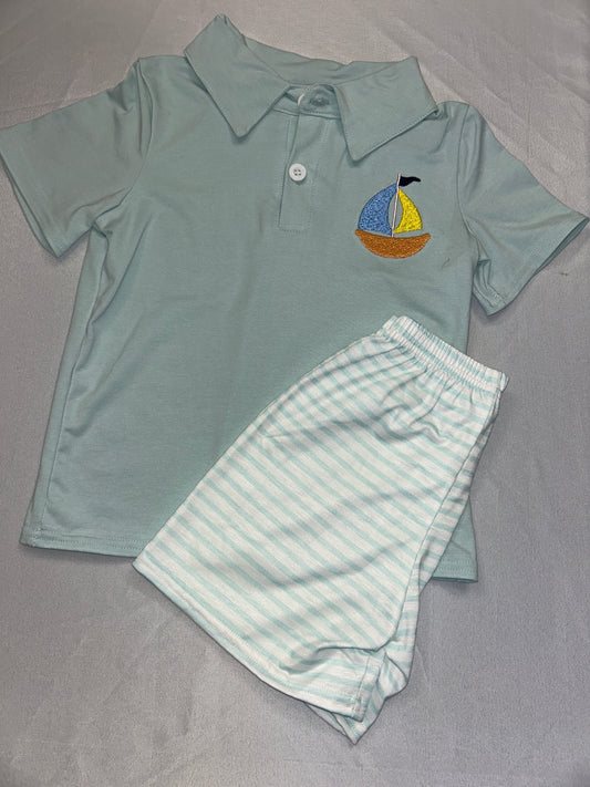 Boys Sailboat Polo + Shorts Set