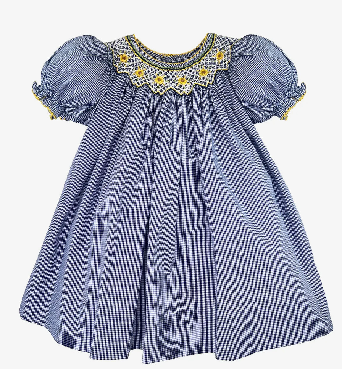 Peter Ami & Zubles Blue Smocked Sunflowers Dress