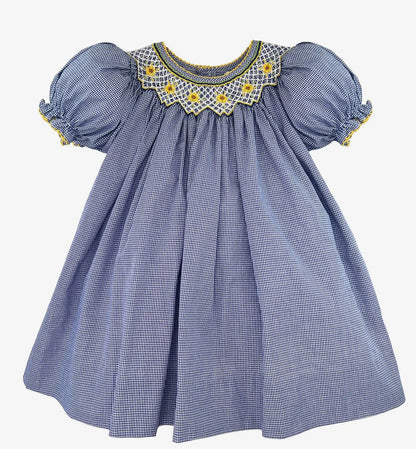 Peter Ami & Zubles Blue Smocked Sunflowers Dress
