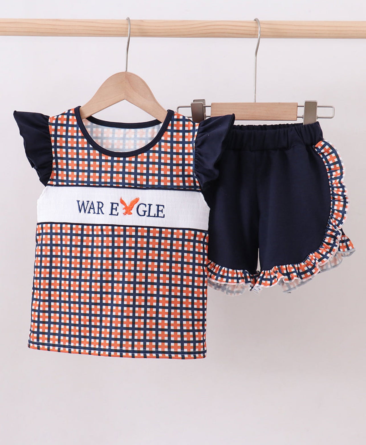Auburn War Eagle Ruffle Short Set