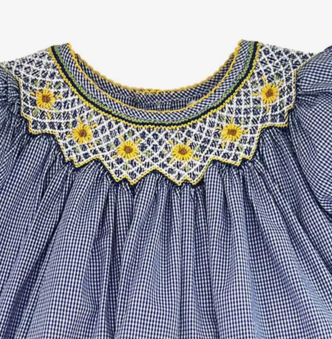 Peter Ami & Zubles Blue Smocked Sunflowers Dress
