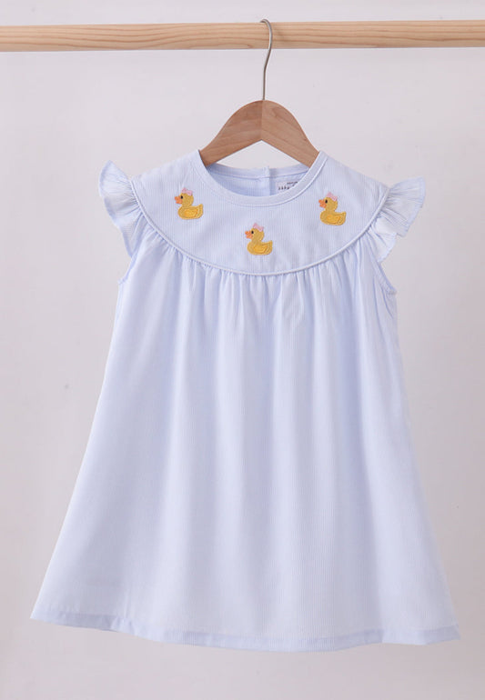 Abby &Evie Embroidered Striped Duck Dress