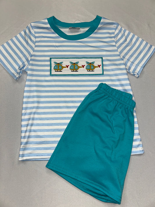 Boys Helicopter Shirt + Short Set