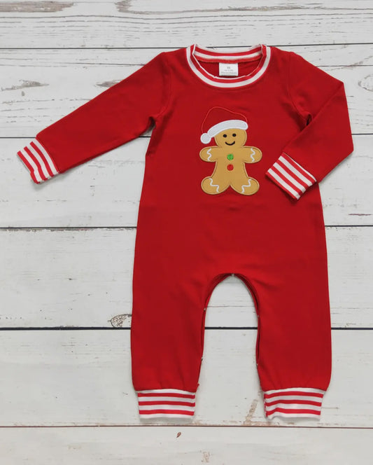 Sassy Kids Place Boys Red Gingerbread Romper