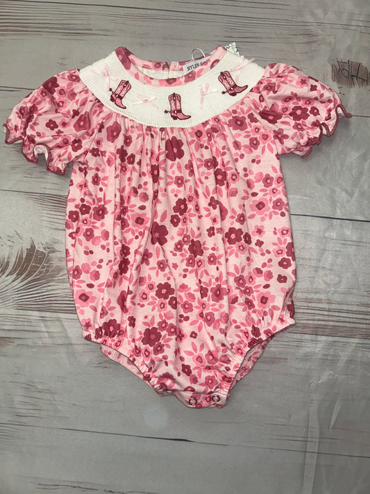Rylee Faith Designs.         Girls Cowboy Boot Floral bubble