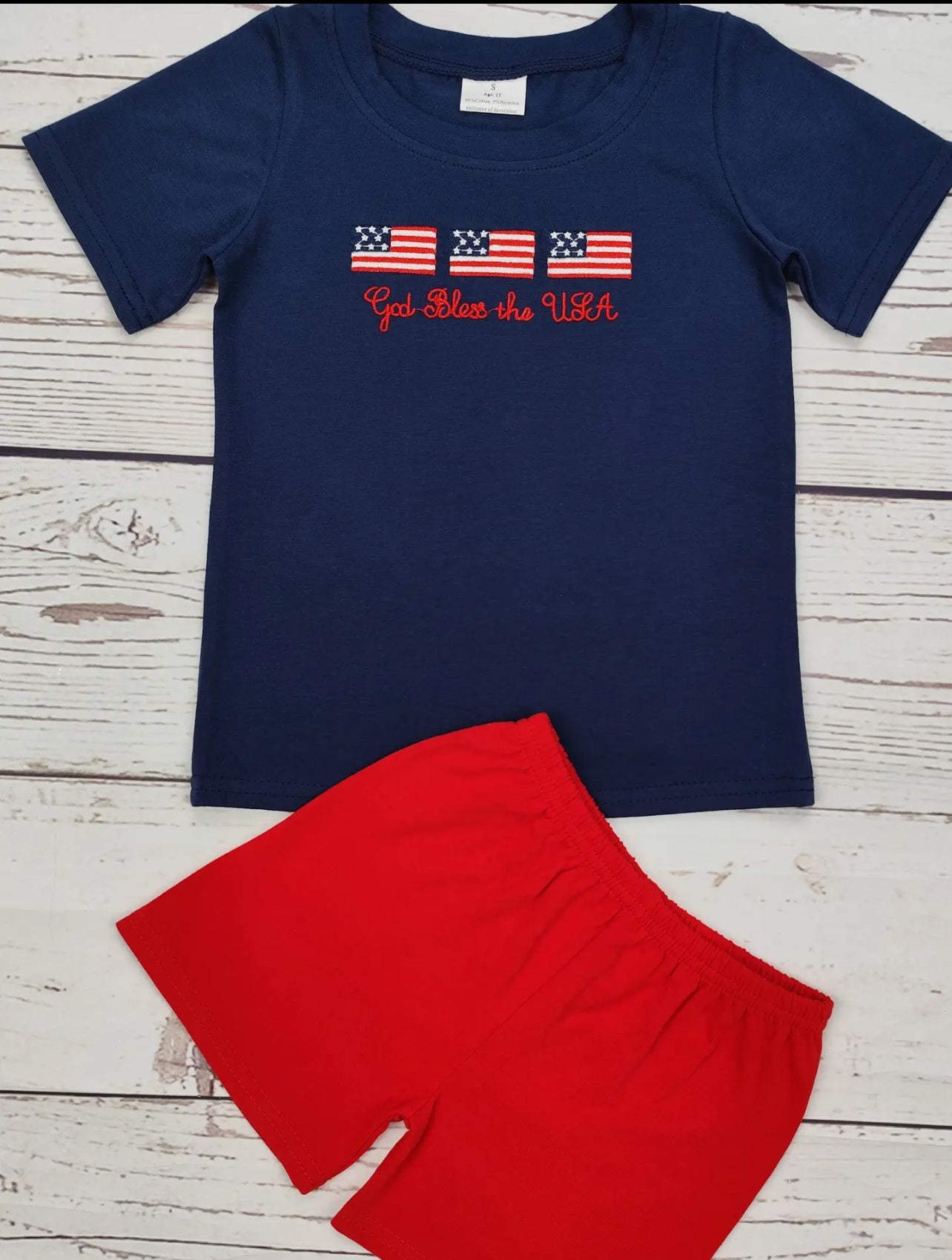 Sassy Kids Place Boys 2pc Appliqué Patriotic set