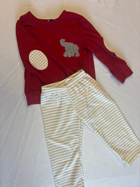 Boys Bama Frenchknot Long Sleeve Shirt + Pant Set