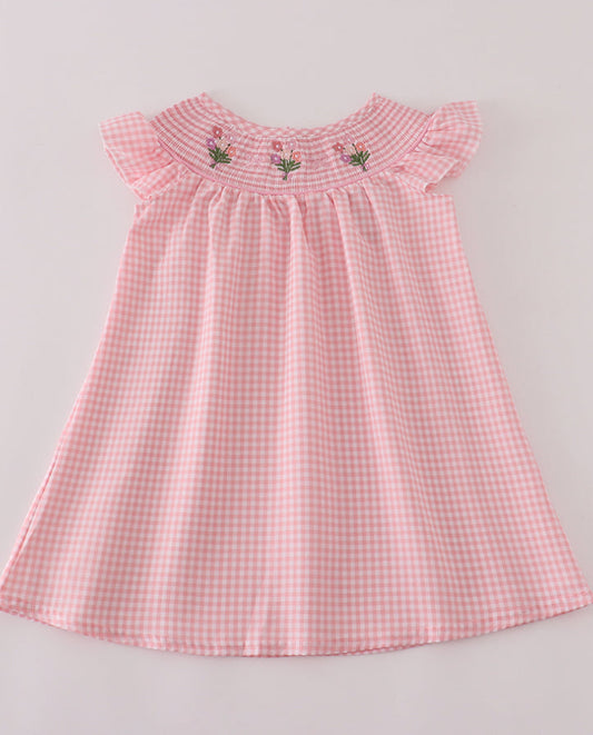 Abby & Evie Pink Smocked Floral Dress