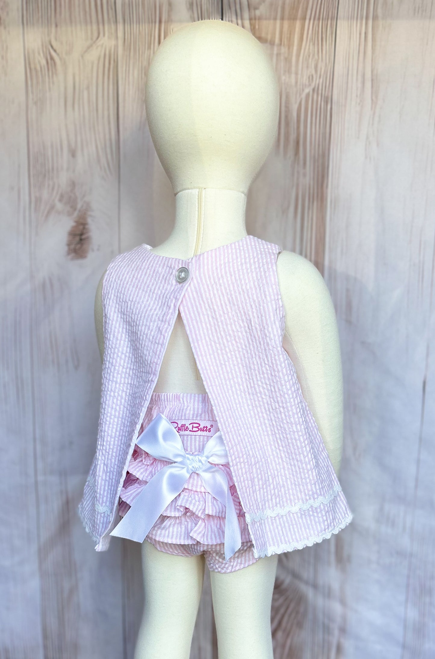 Rufflebutts Pink Seersucker Swingback Set