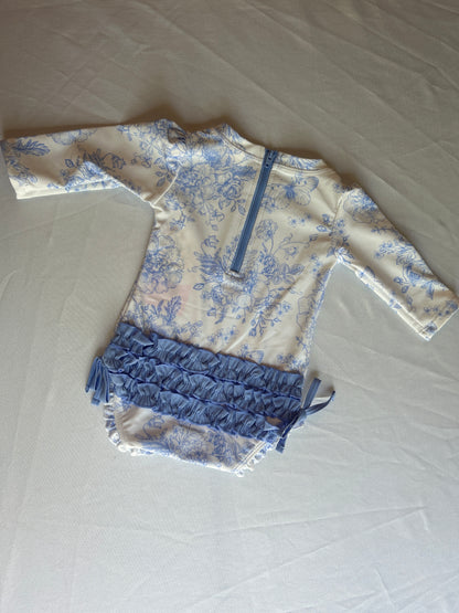 One Piece Floral Ruffle Butt Swim