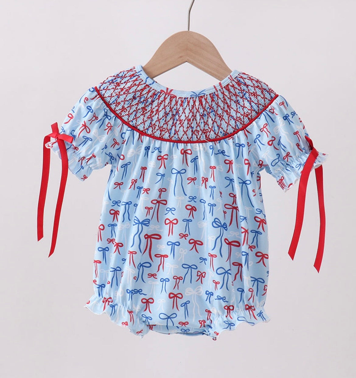 Abby & Evie Patriotic Blue Bow Bubble