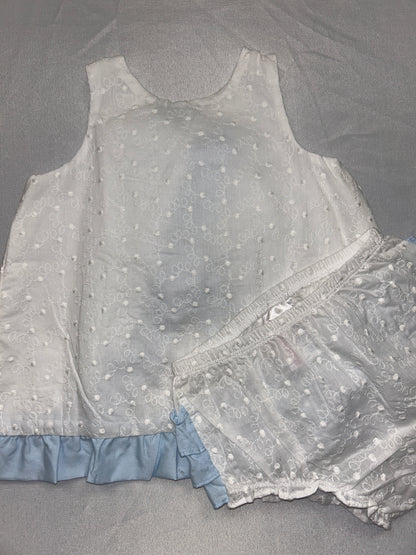 Rufflebutts Blue + White Swingback Top and Ruffle Bottom Set