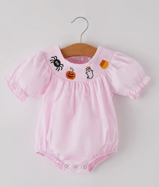 Rylee Faith Designs Girls Oink Pumpkin Spider Ghost Smock Embroidery Romper