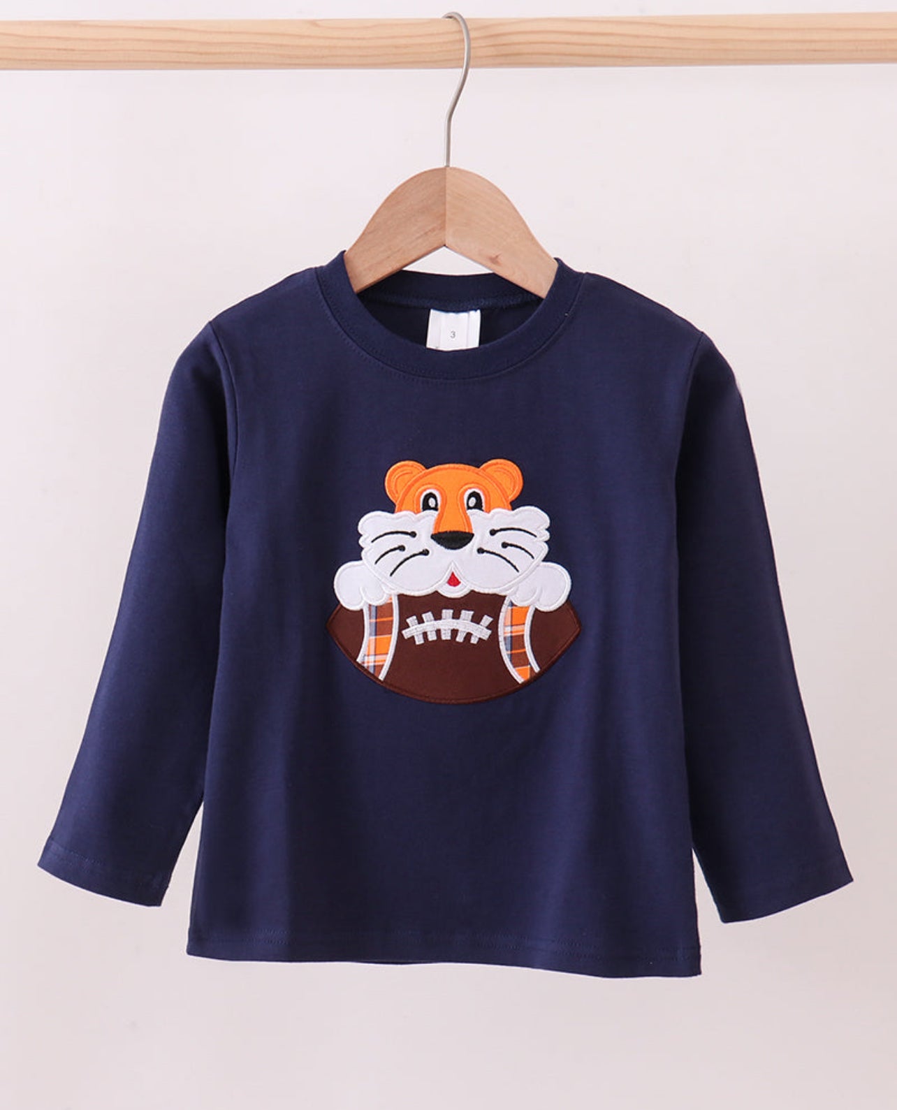 Navy Auburn Aubie and Football Appliqué Top