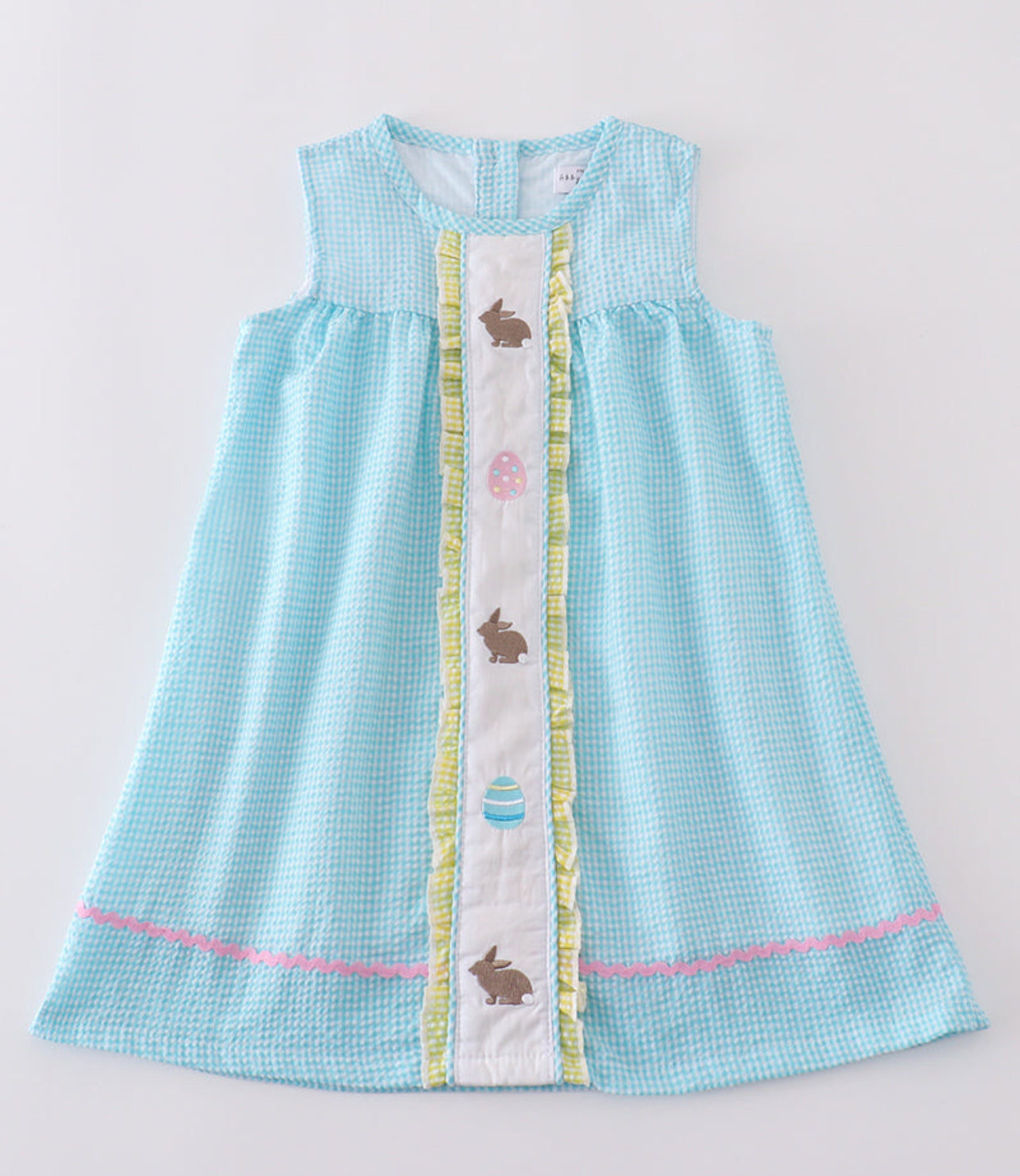 Abby & Evie Blue Gingham Bunny and Egg Girls Dress