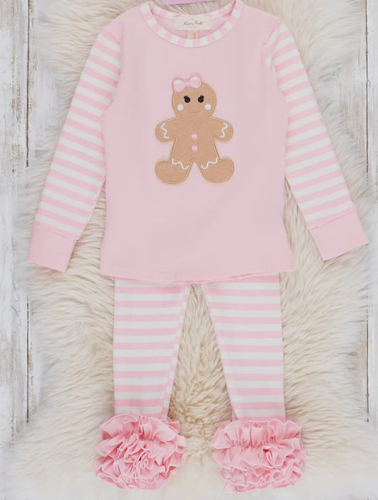 Marie Nicole Pink Gingerbread 2-PC Ruffle Outfit