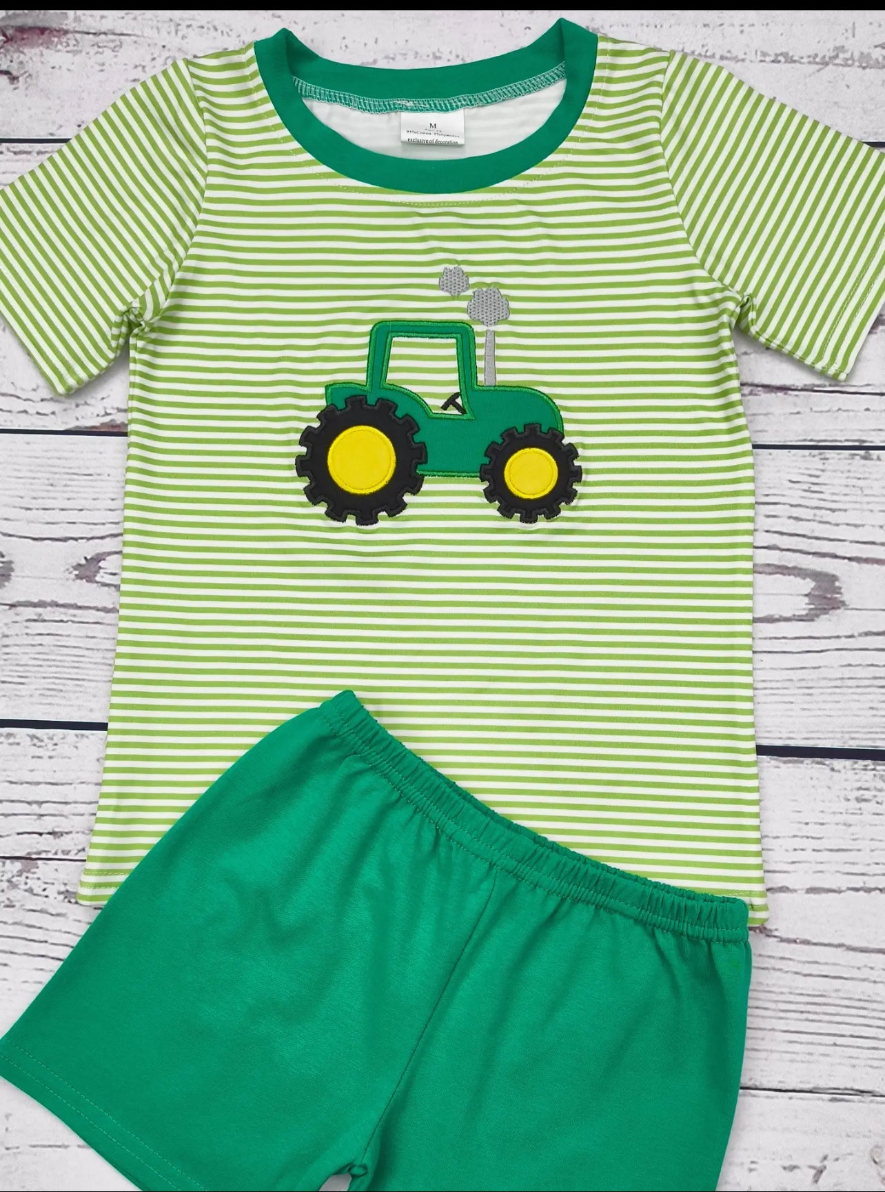 Sassy Kids Place Boys 2pc Tractor Appliqué Short Set