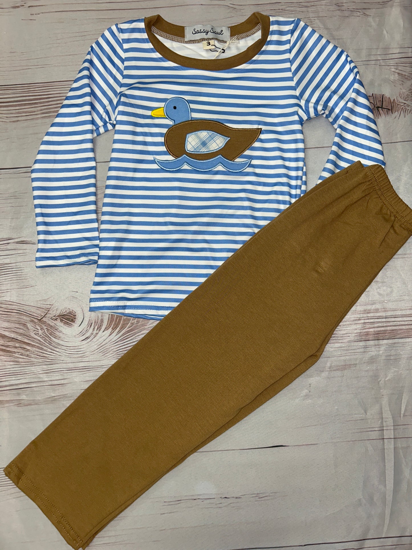 Abby & Evie Blue Strip Floating Duck 2-piece set